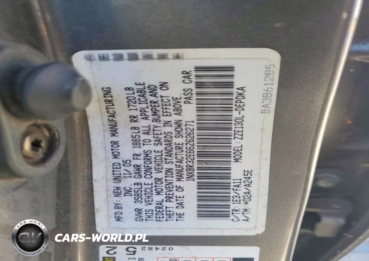 2006 Toyota Corolla Ce VIN:1NXBR32E66Z626271 - 12