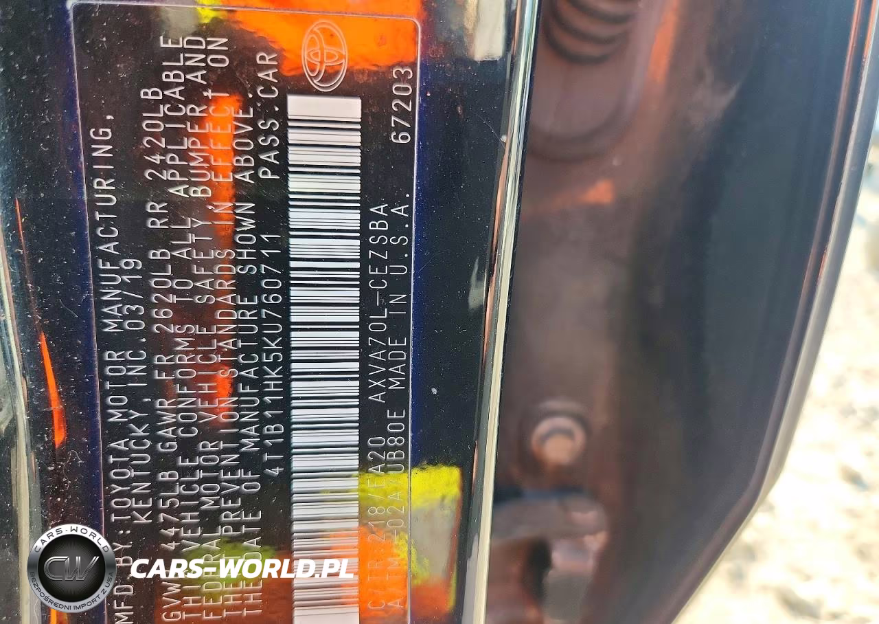 2019 Toyota Camry Se VIN:4T1B11HK5KU760711 - 12