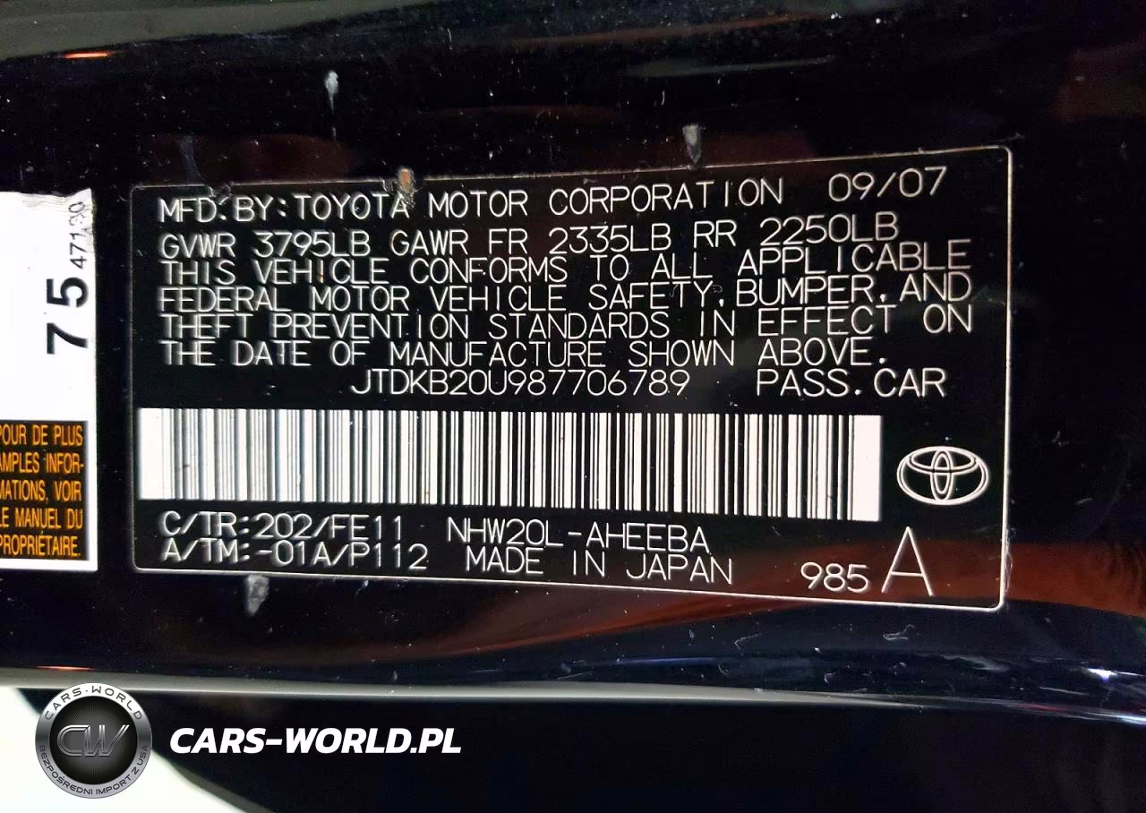 2008 Toyota Prius VIN:JTDKB20U987706789 - 13