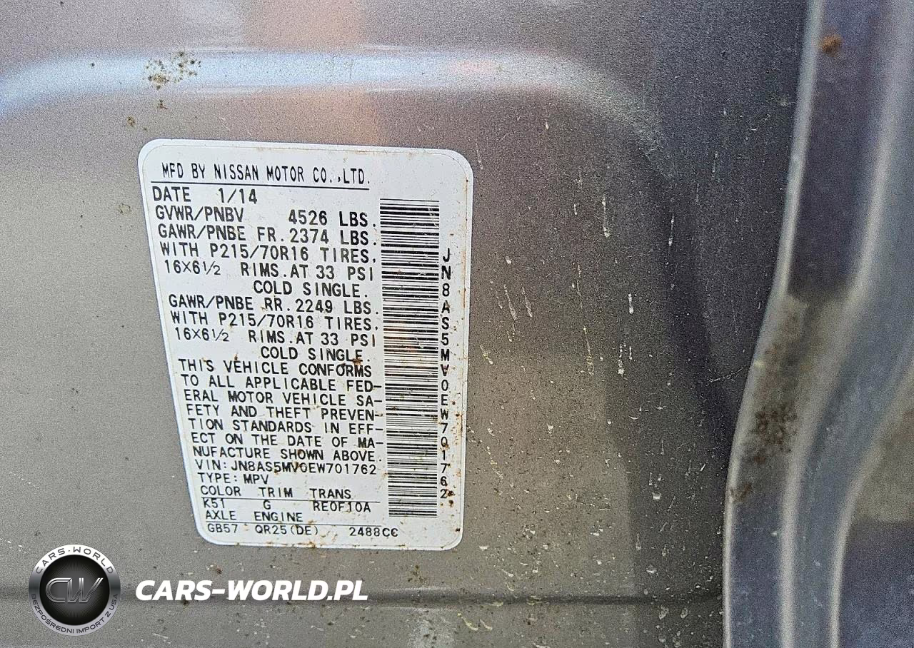 2014 Nissan Rogue Select S VIN:JN8AS5MV0EW701762 - 14