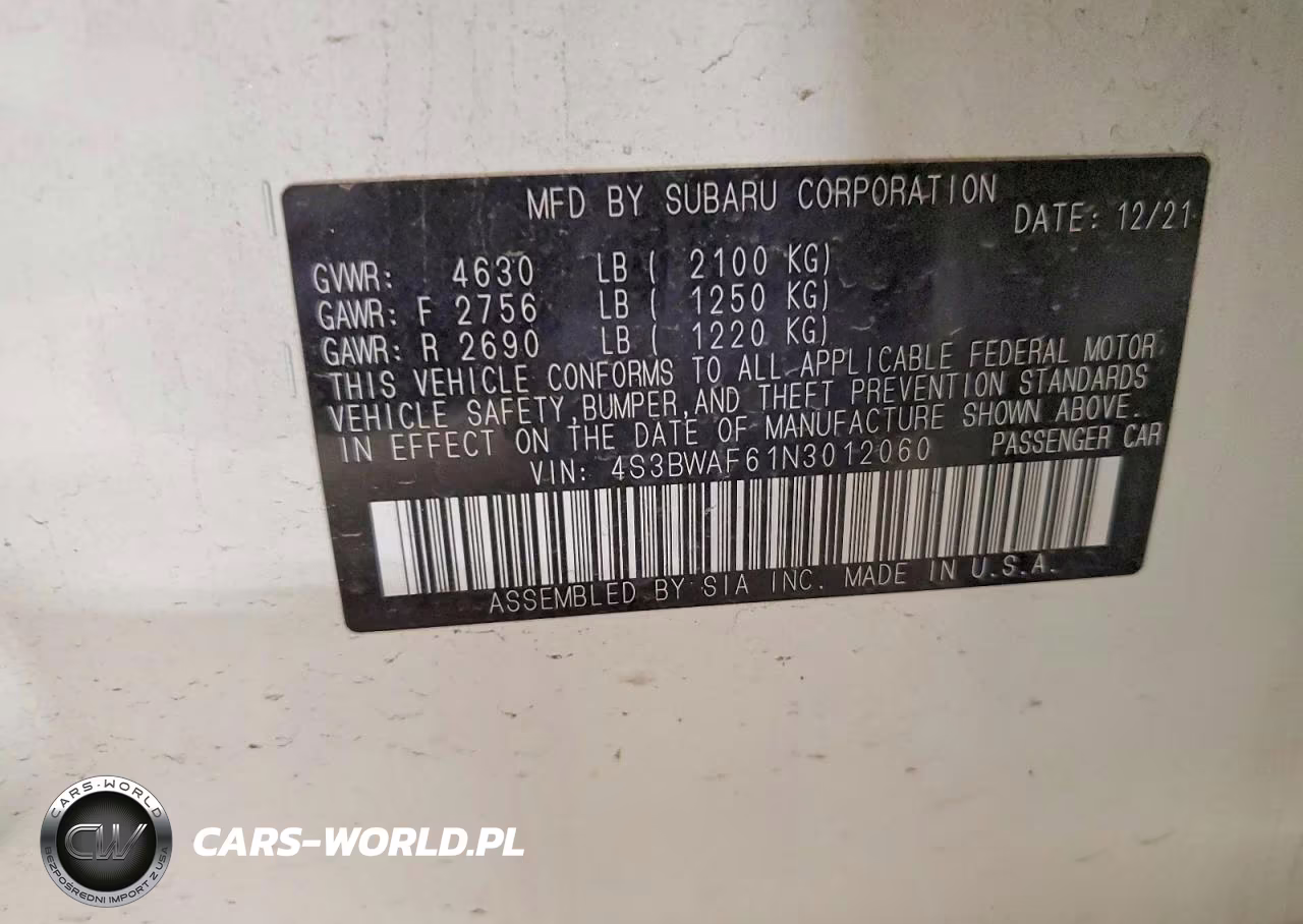 2022 Subaru Legacy Premium VIN:4S3BWAF61N3012060 - 13