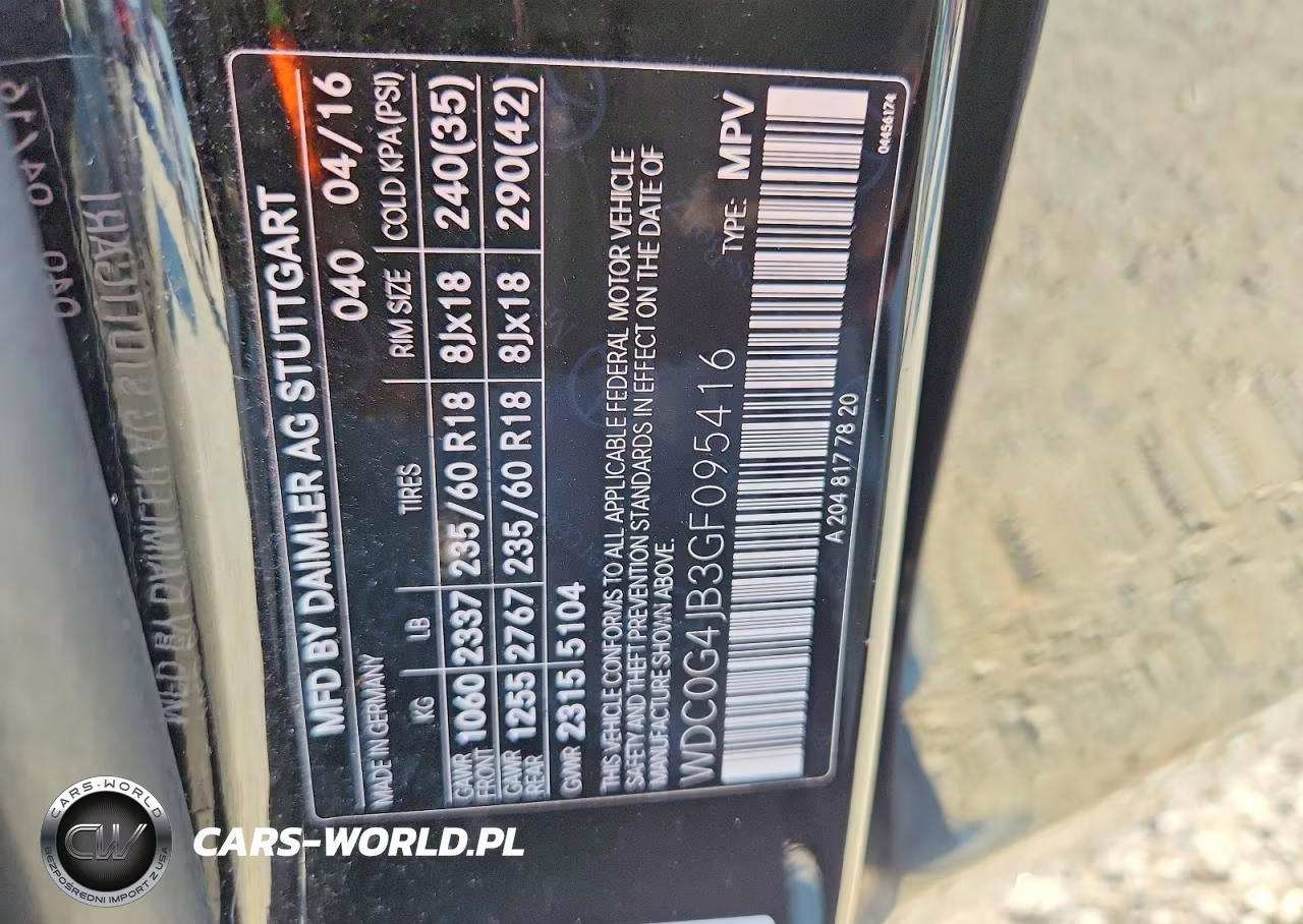 2016 Mercedes-Benz Glc 300 VIN:WDC0G4JB3GF095416 - 12