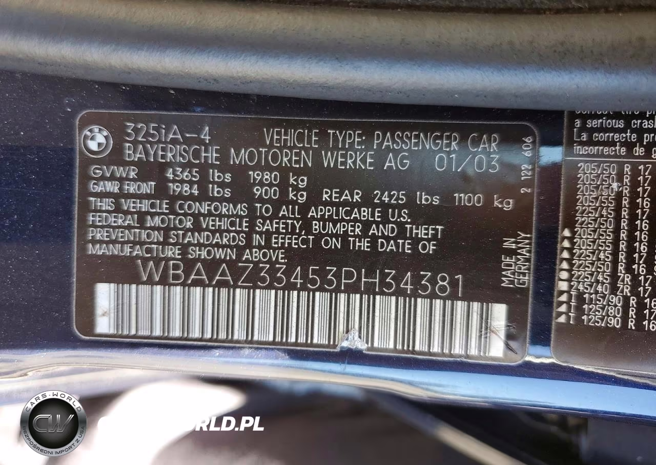2003 BMW 325 I VIN:WBAAZ33453PH34381 - 12