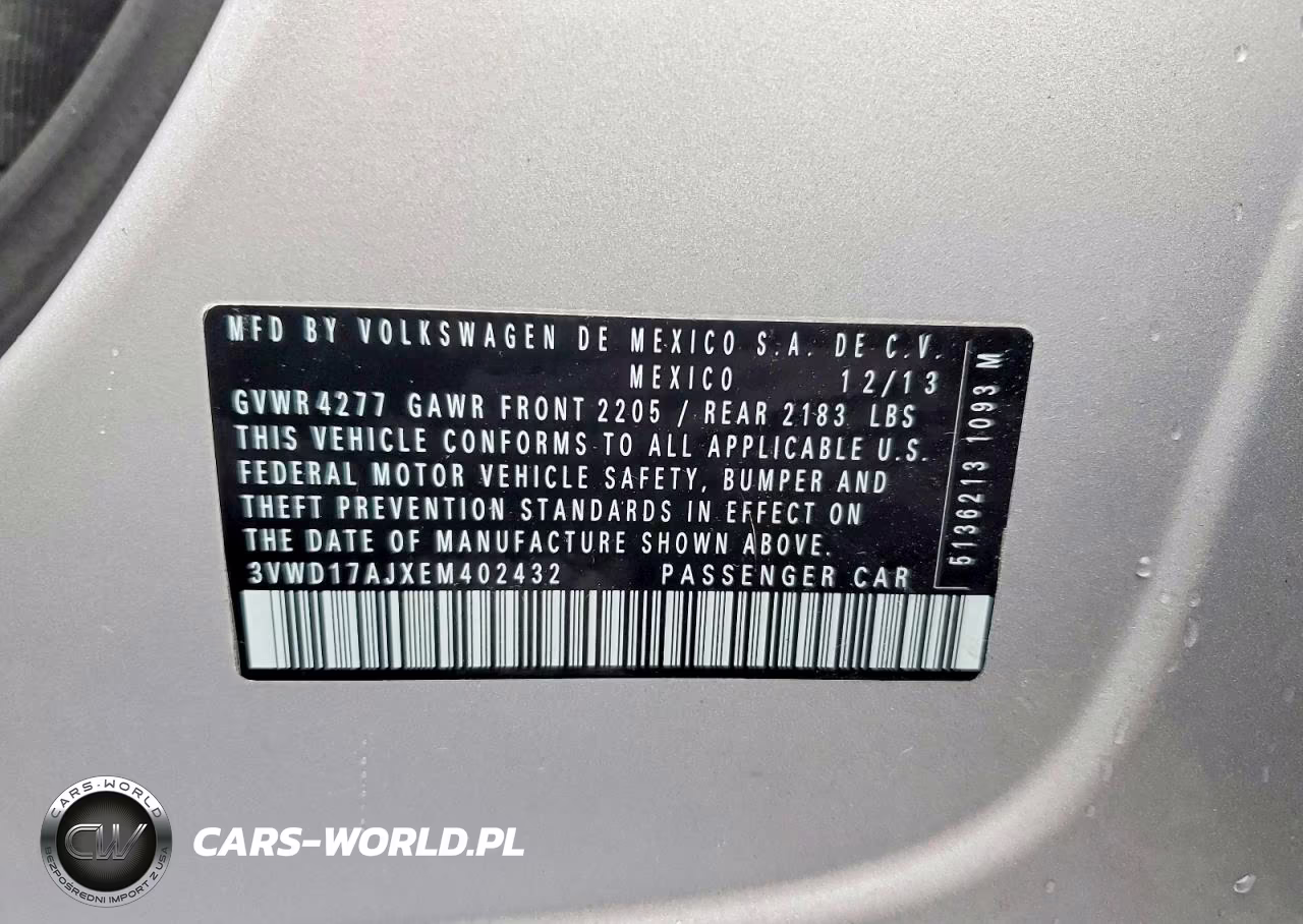 2014 Volkswagen Jetta Se VIN:3VWD17AJXEM402432 - 12