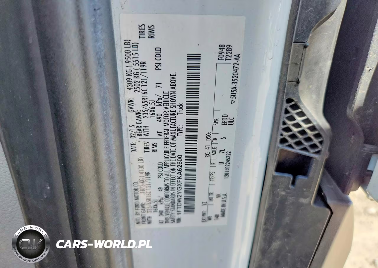 2015 Ford Transit T-350 VIN:1FTDW2YGXFKA62600 - 13