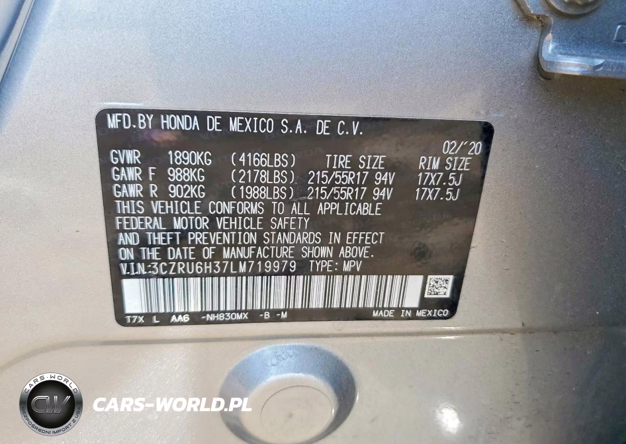 2020 Honda Hr-V Lx VIN:3CZRU6H37LM719979 - 12