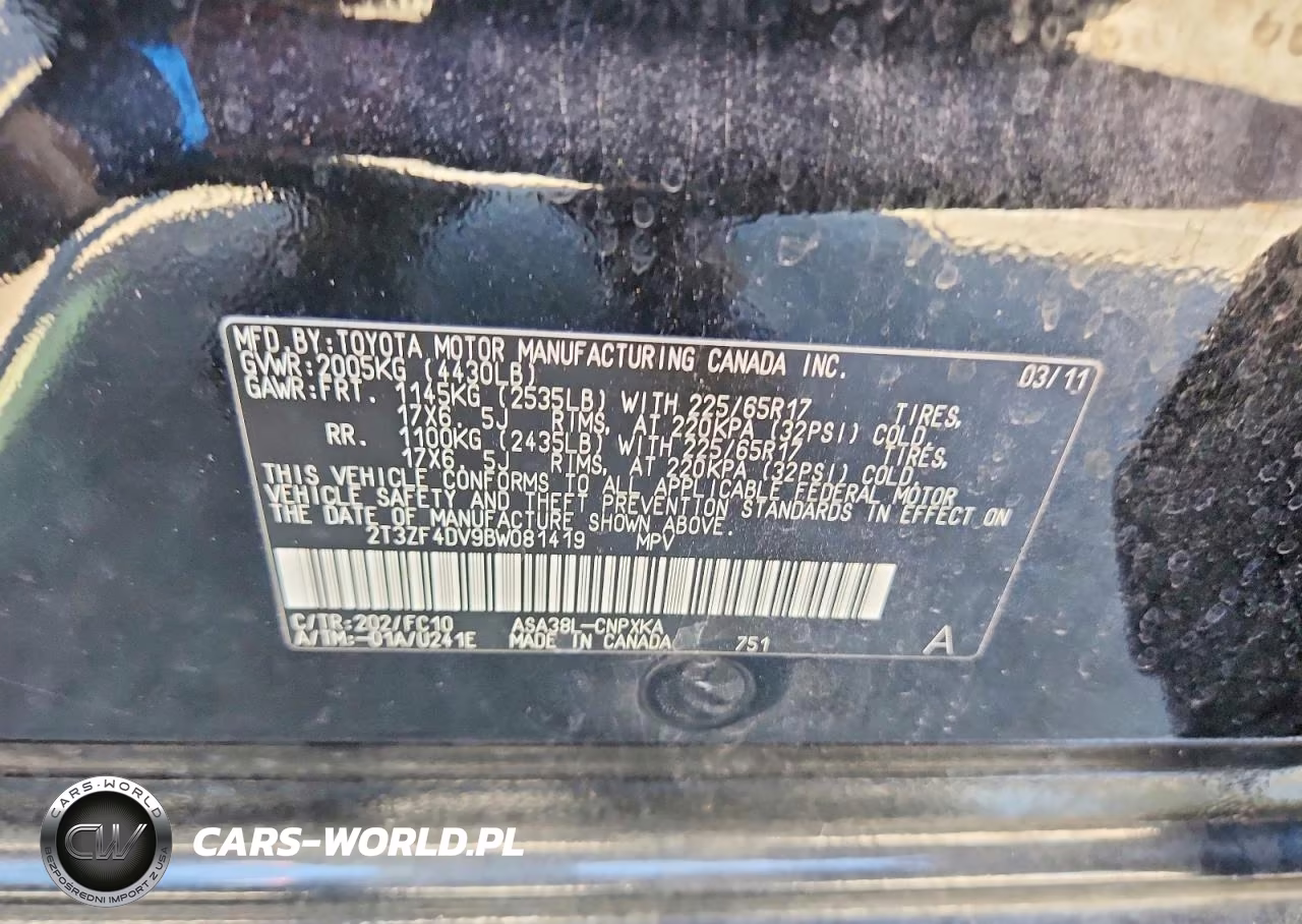 2011 Toyota Rav4 Base VIN:2T3ZF4DV9BW081419 - 12