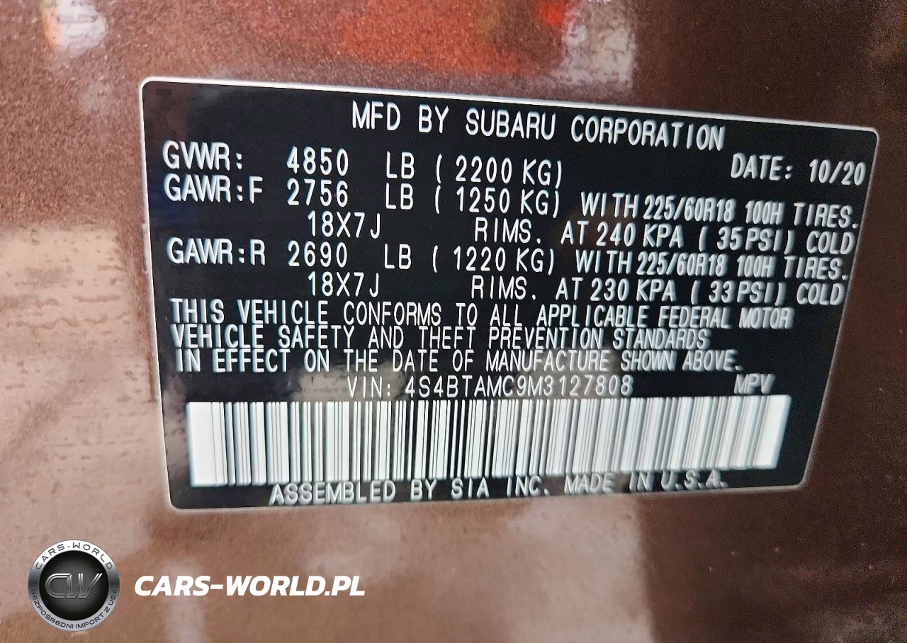 2021 Subaru Outback Limited VIN:4S4BTAMC9M3127808 - 13