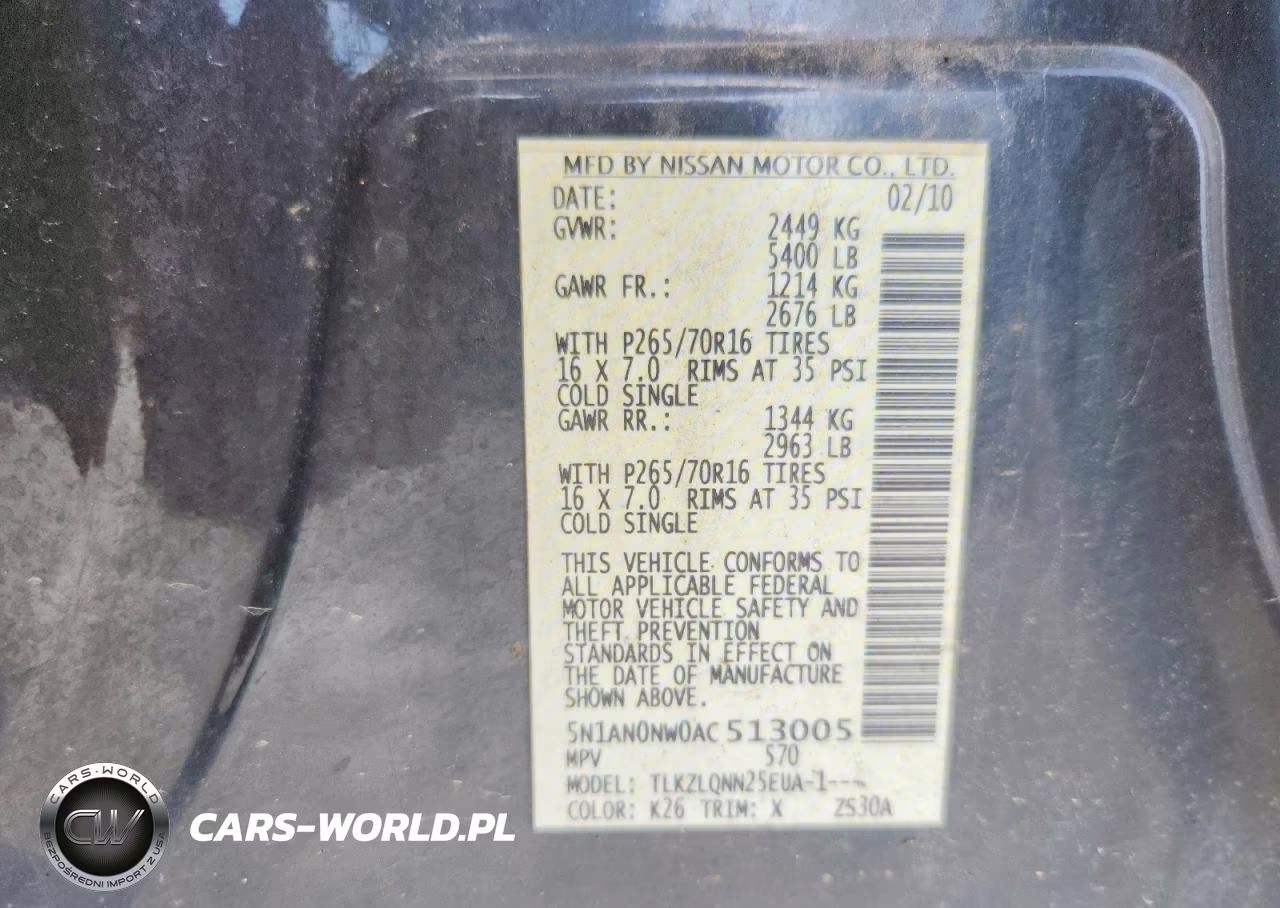 2010 Nissan Xterra X VIN:5N1AN0NW0AC513005 - 13