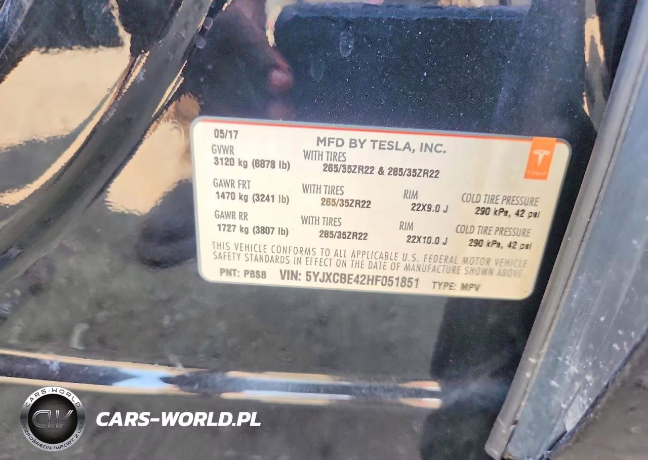 2017 Tesla Model X VIN:5YJXCBE42HF051851 - 14