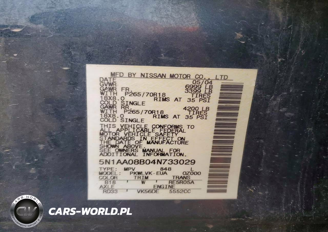 2004 Nissan Armada Se VIN:5N1AA08B04N733029 - 13
