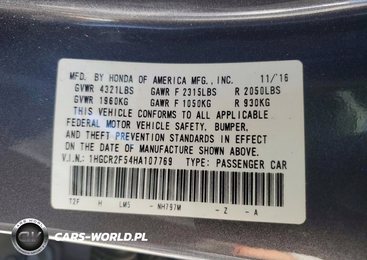 2017 Honda Accord Sport VIN:1HGCR2F54HA107769 - 12