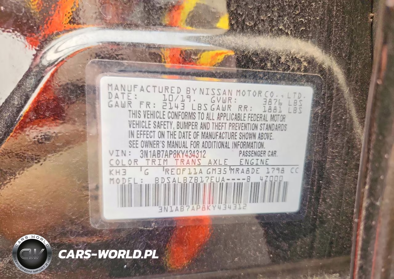 2019 Nissan Sentra S VIN:3N1AB7AP8KY434312 - 12