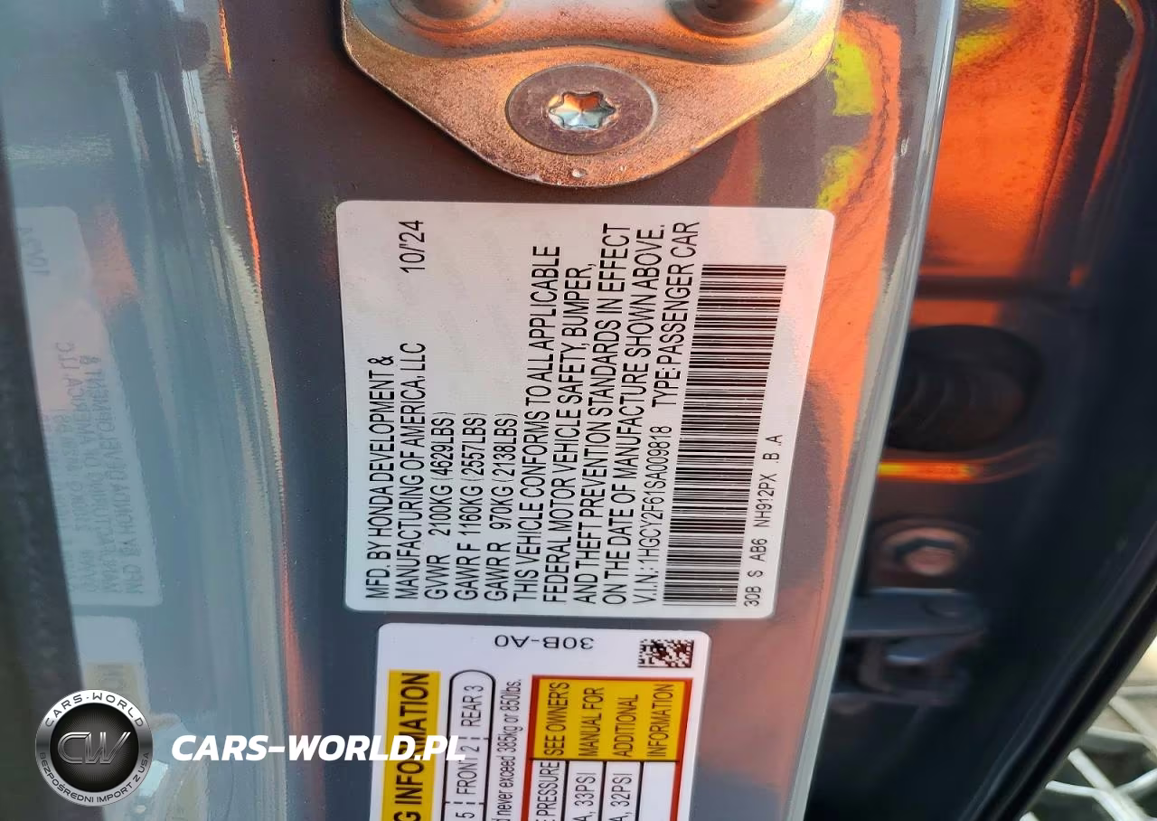 2025 Honda Accord Hybrid Exl VIN:1HGCY2F61SA009818 - 12