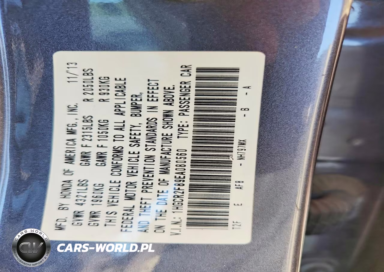 2014 Honda Accord Exl VIN:1HGCR2F89EA080560 - 12