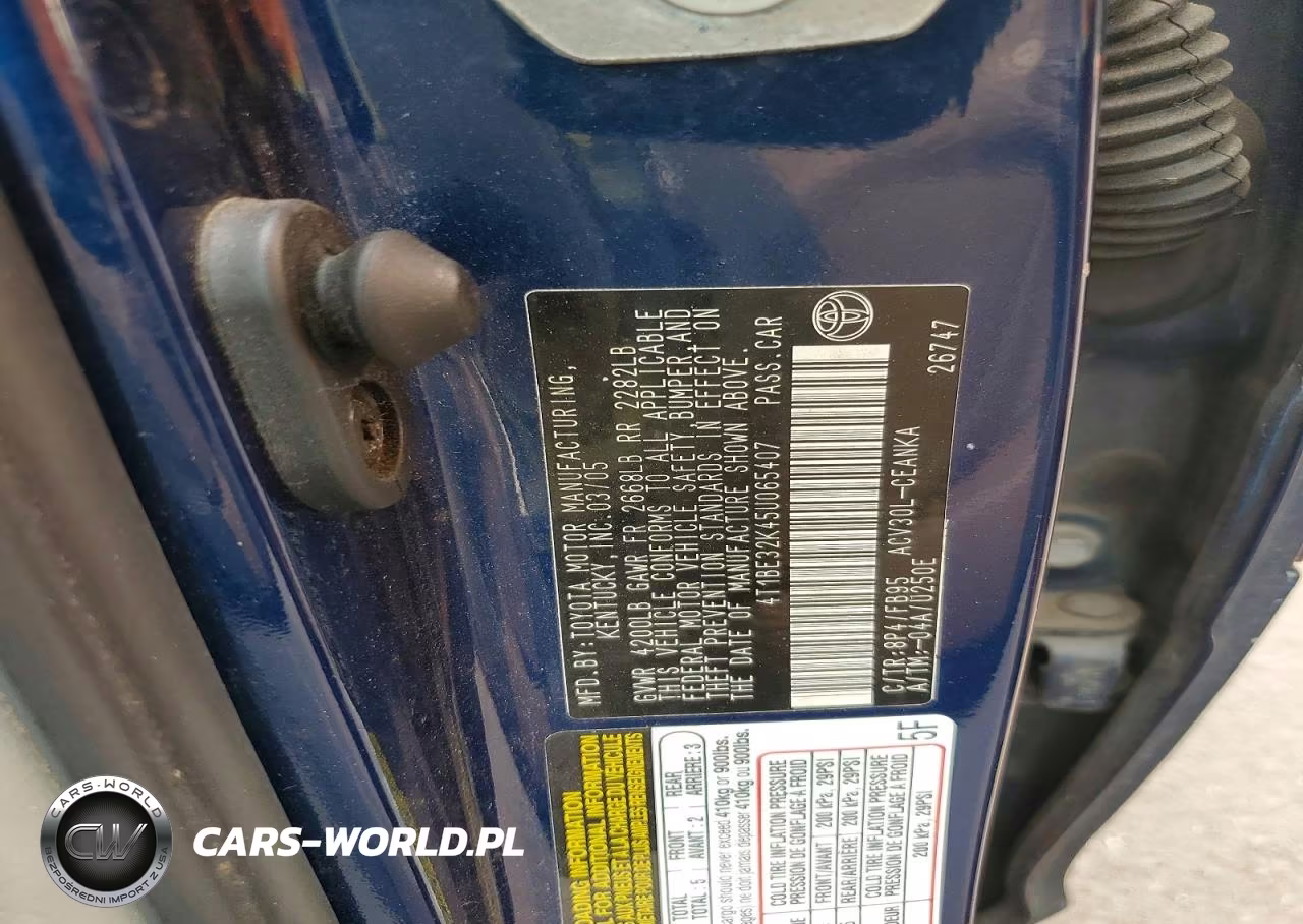 2005 Toyota Camry Le VIN:4T1BE32K45U065407 - 12