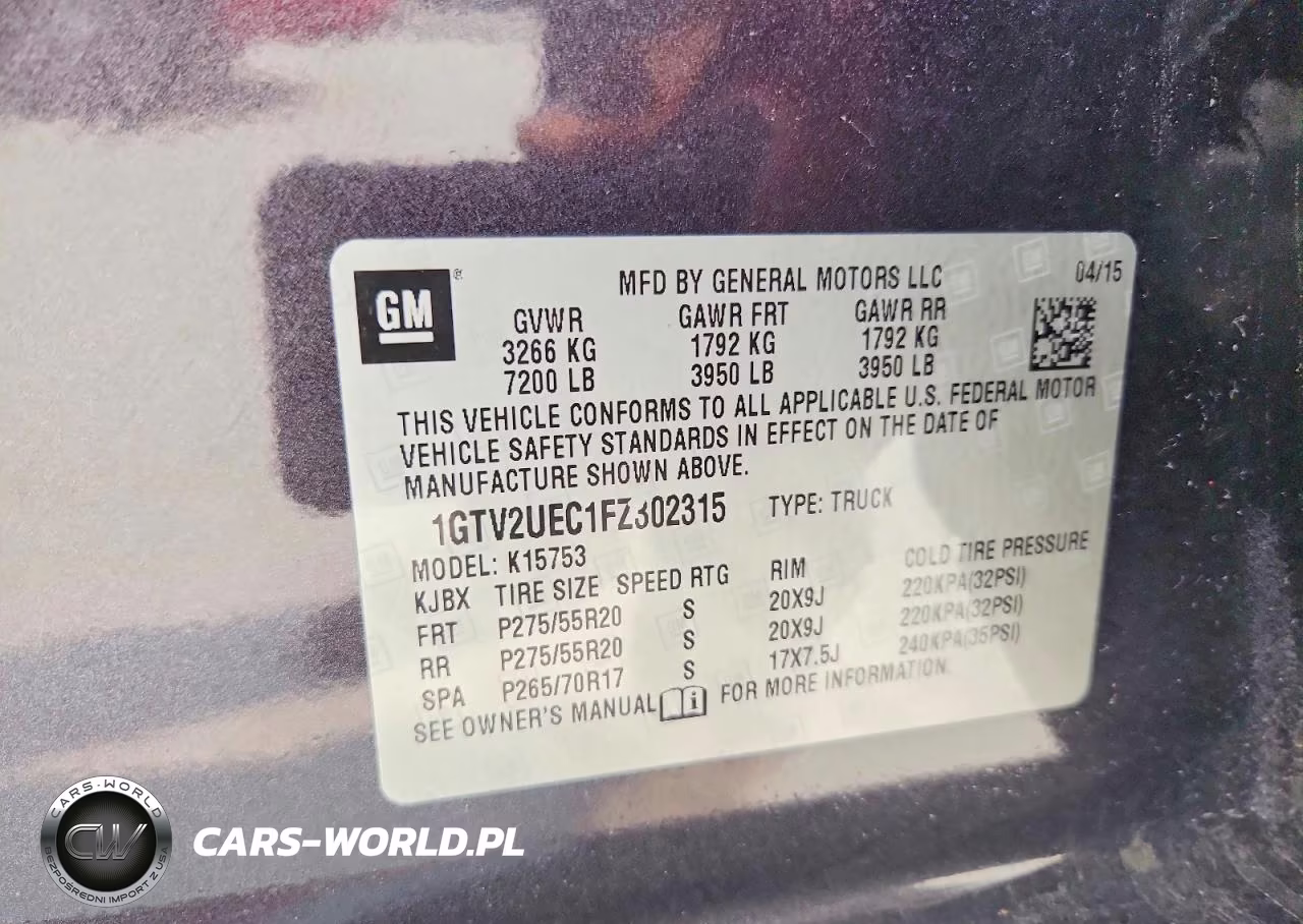 2015 GMC Sierra K1500 Sle VIN:1GTV2UEC1FZ302315 - 12