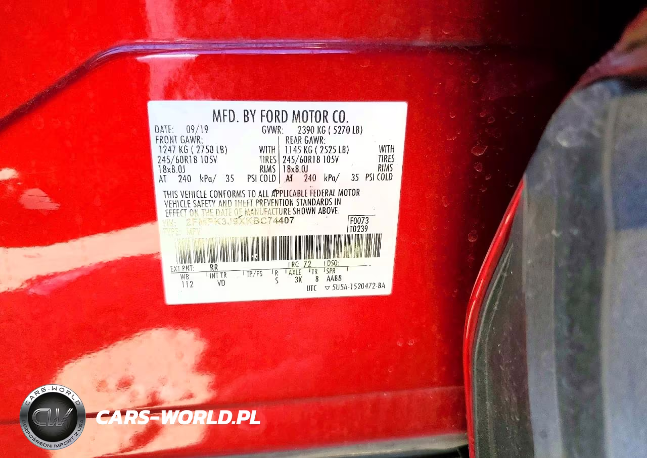 2019 Ford Edge Sel VIN:2FMPK3J9XKBC74407 - 13