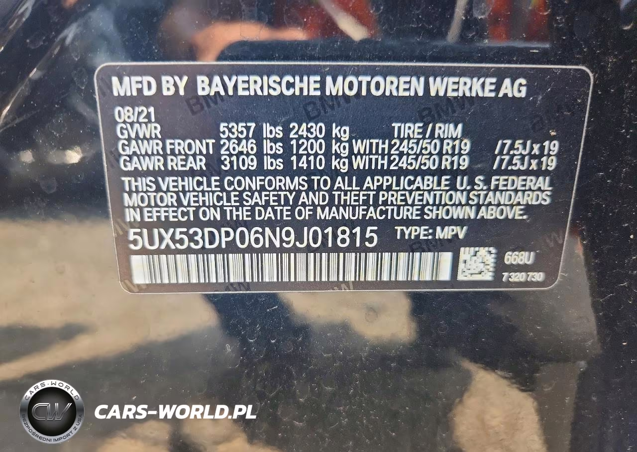 2022 BMW X3 xDrive30I VIN:5UX53DP06N9J01815 - 14