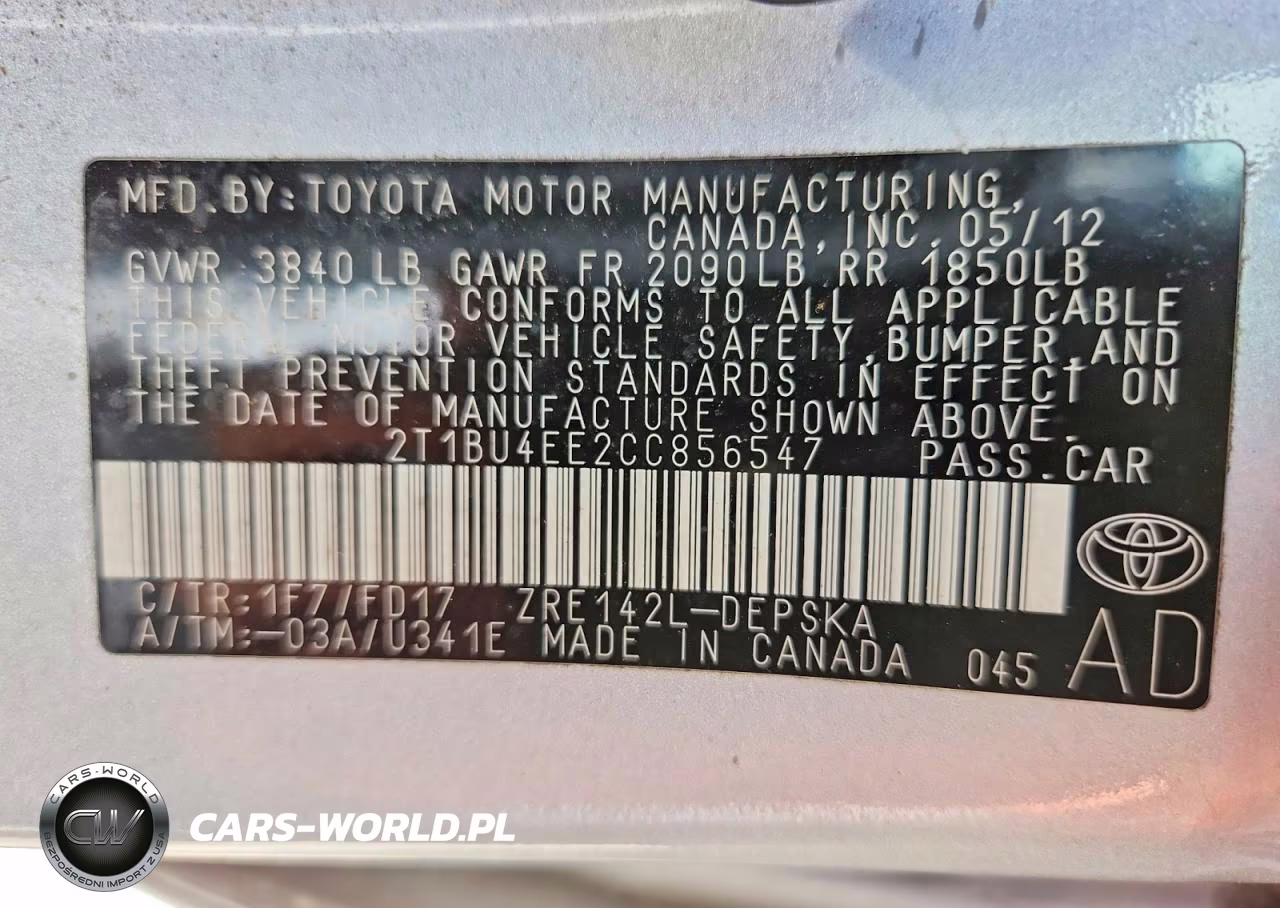 2012 Toyota Corolla S VIN:2T1BU4EE2CC856547 - 12