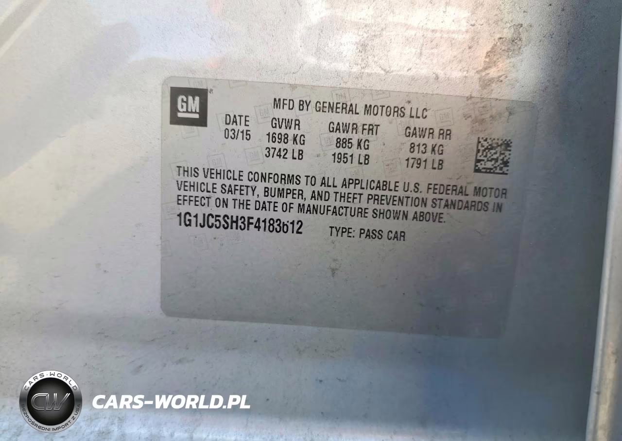 2015 Chevrolet Sonic Lt VIN:1G1JC5SH3F4183612 - 12