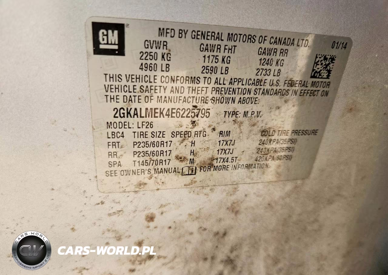 2014 GMC Terrain Sle VIN:2GKALMEK4E6225795 - 12