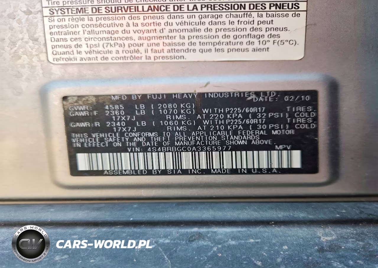 2010 Subaru Outback 2.5I Premium VIN:4S4BRBGC0A3365977 - 12