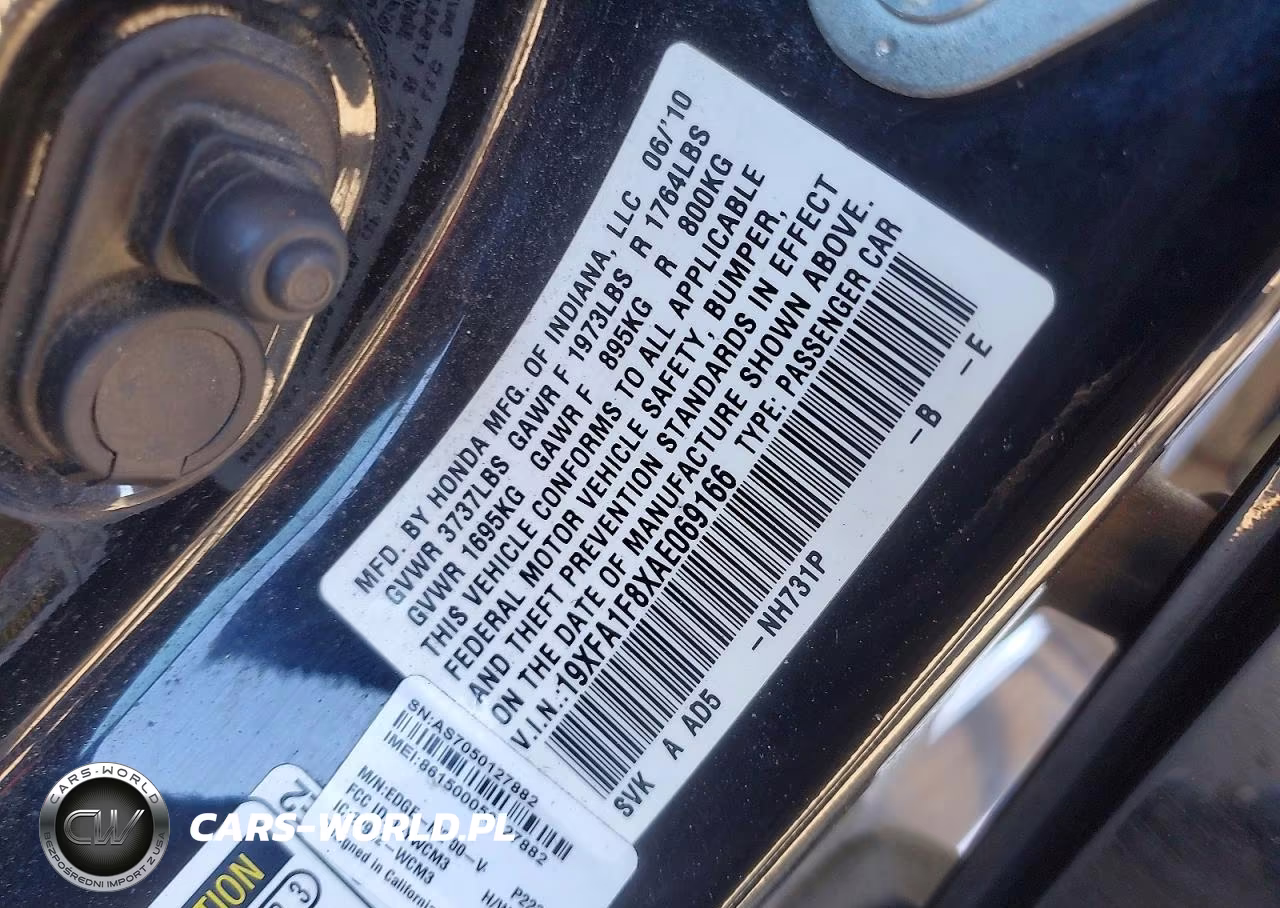 2010 Honda Civic Ex VIN:19XFA1F8XAE069166 - 12