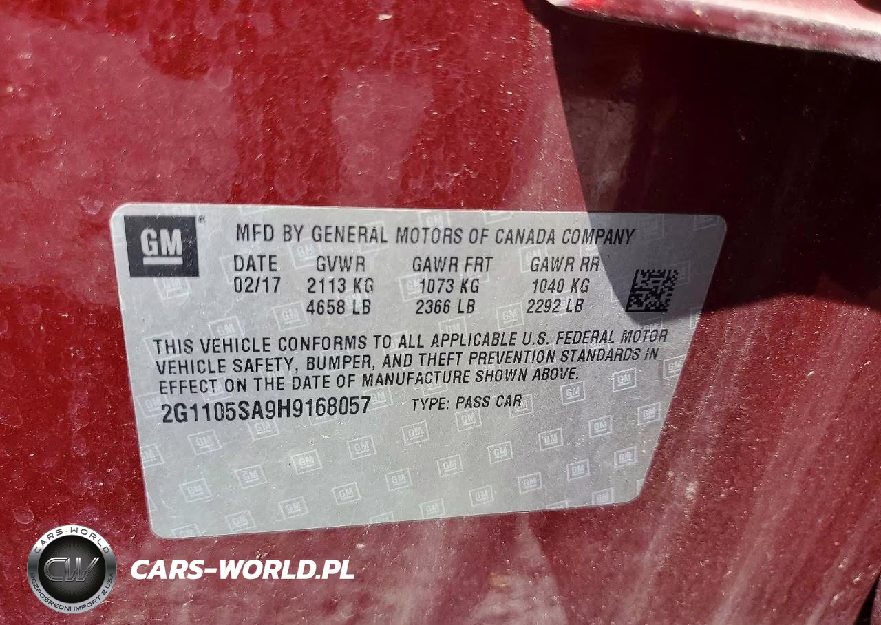 2017 Chevrolet Impala Lt VIN:2G1105SA9H9168057 - 12
