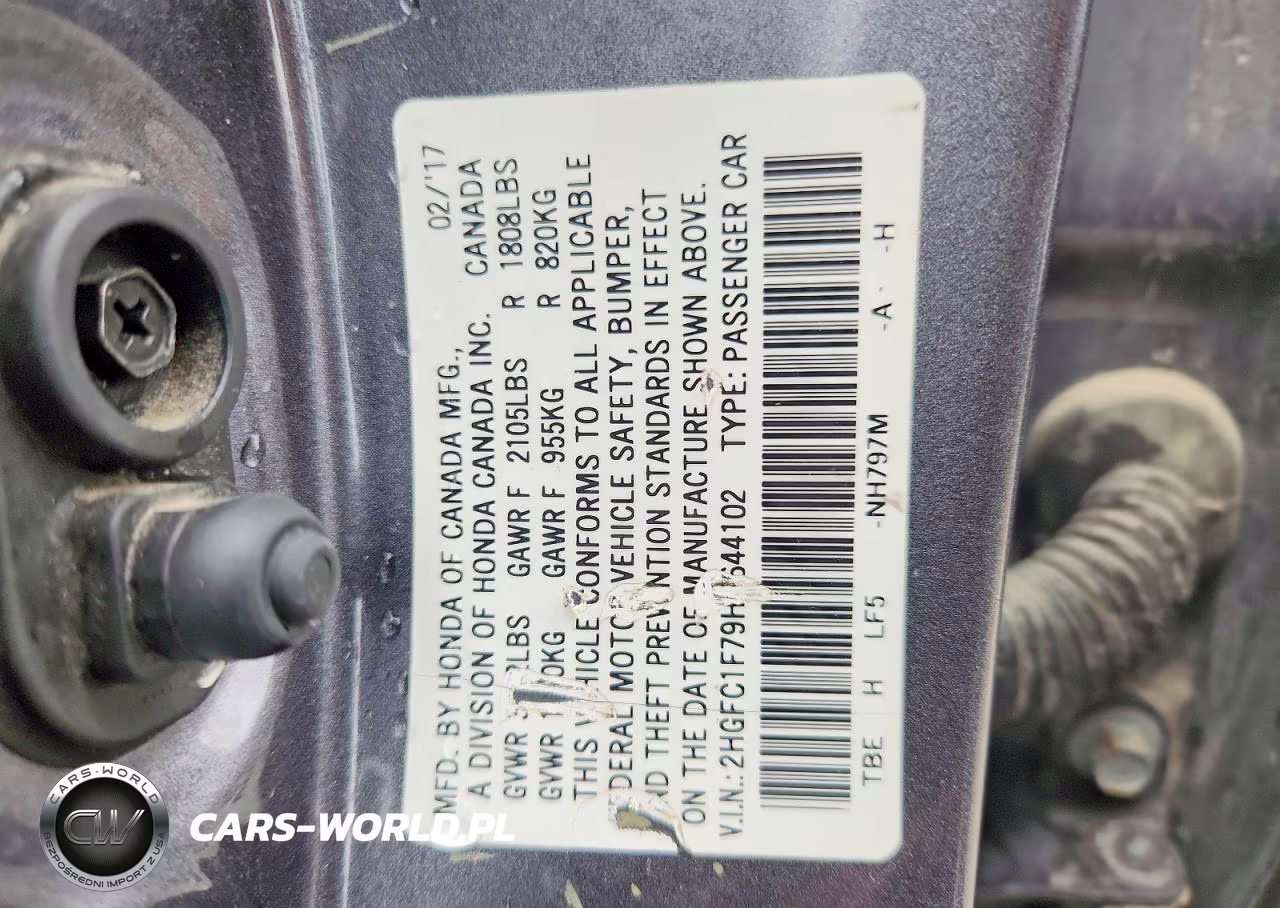 2017 Honda Civic Exl VIN:2HGFC1F79HH644102 - 12