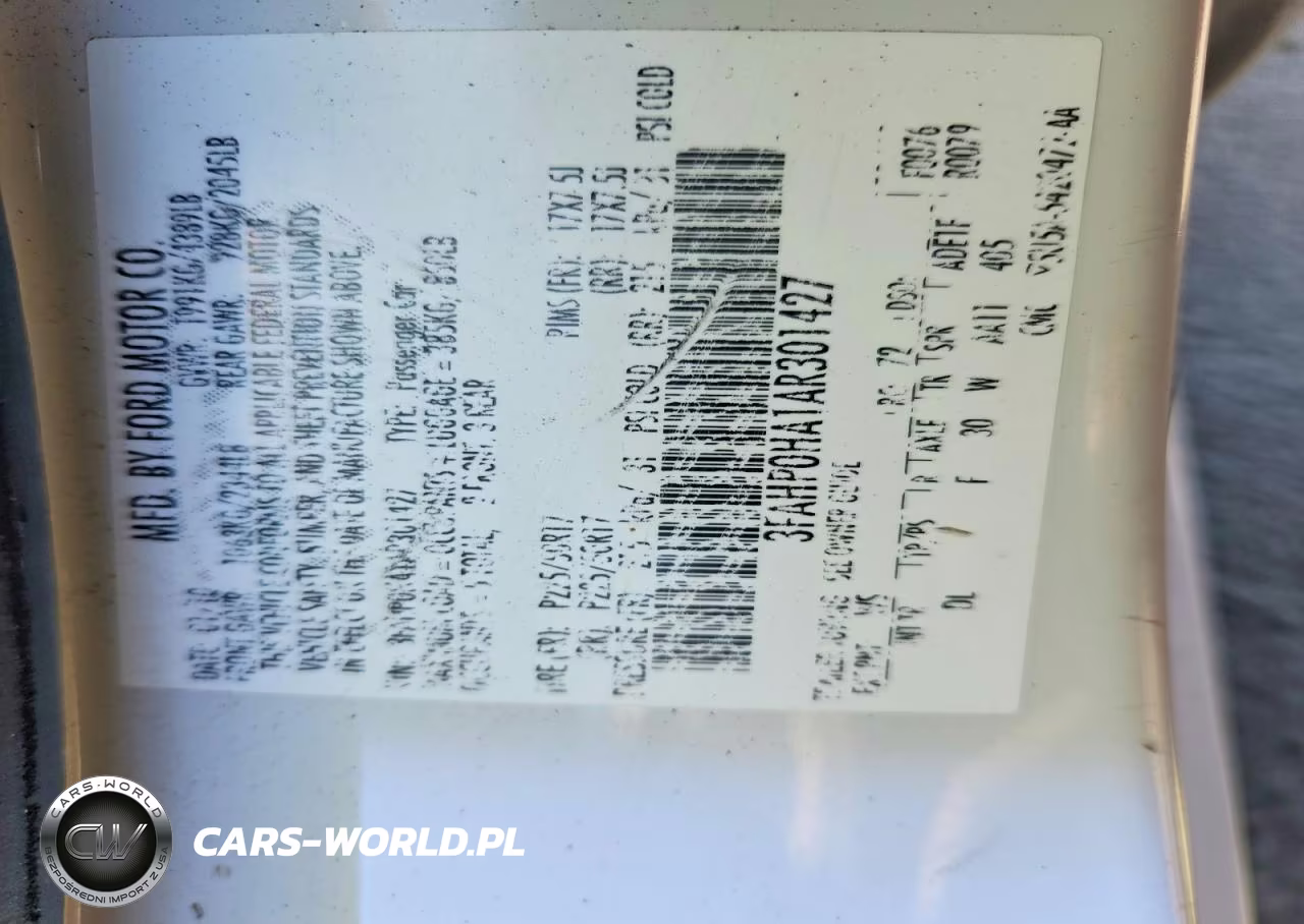 2010 Ford Fusion Se VIN:3FAHP0HA1AR301427 - 12