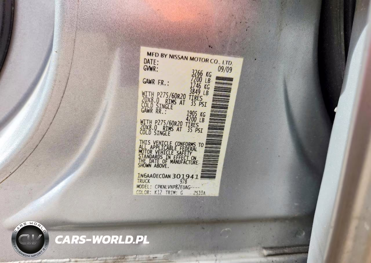 2010 Nissan Titan Se VIN:1N6AA0EC0AN301941 - 12