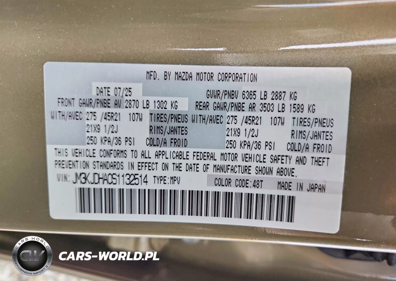 2025 Mazda Cx-70 Premium VIN:JM3KJDHA0S1132514 - 13