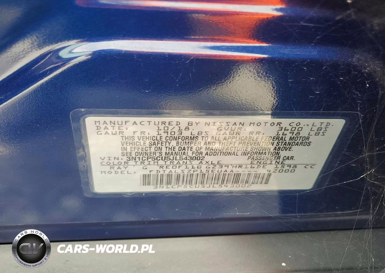 2018 Nissan Kicks Sv VIN:3N1CP5CU5JL543002 - 13