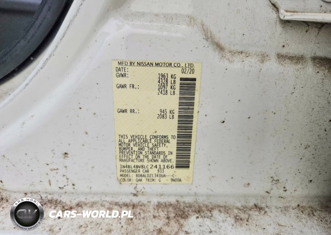 2020 Nissan Altima S VIN:1N4BL4BV8LC241166 - 12