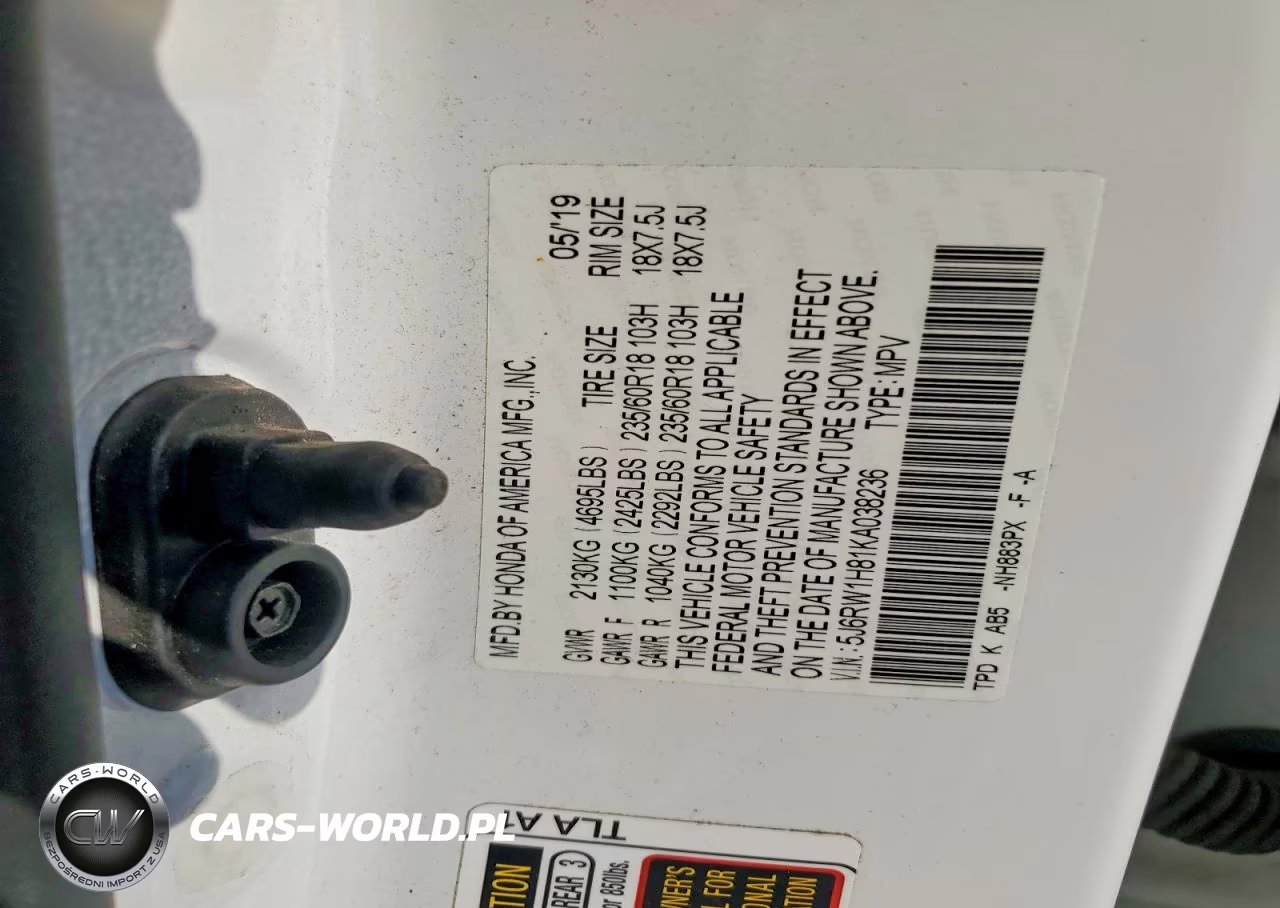 2019 Honda Cr-V Exl VIN:5J6RW1H81KA038236 - 13