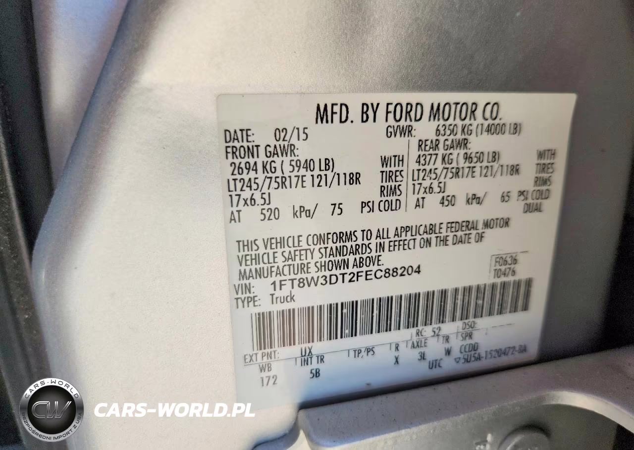 2015 Ford F350 Super Duty VIN:1FT8W3DT2FEC88204 - 12