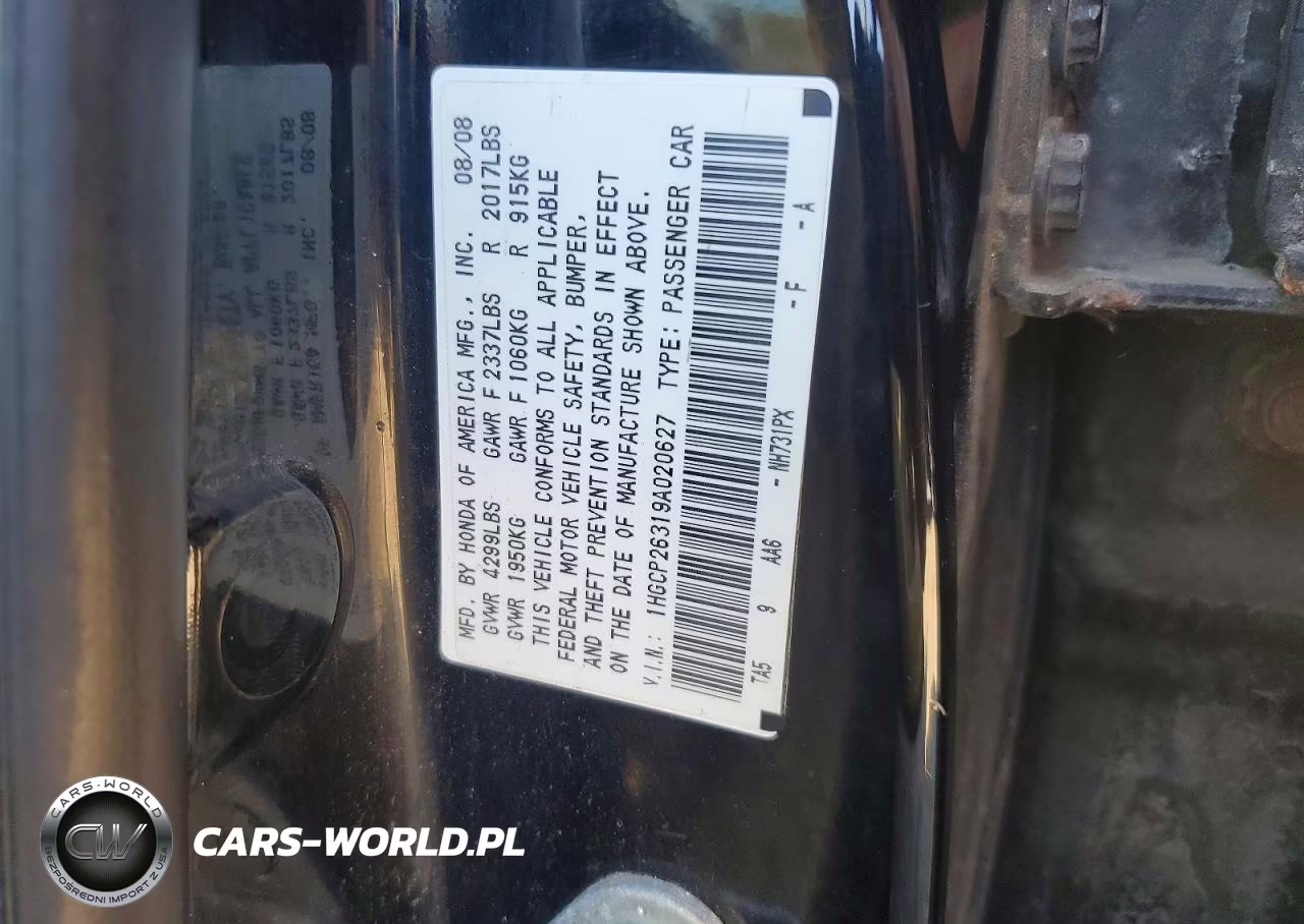 2009 Honda Accord Lx VIN:1HGCP26319A020627 - 12