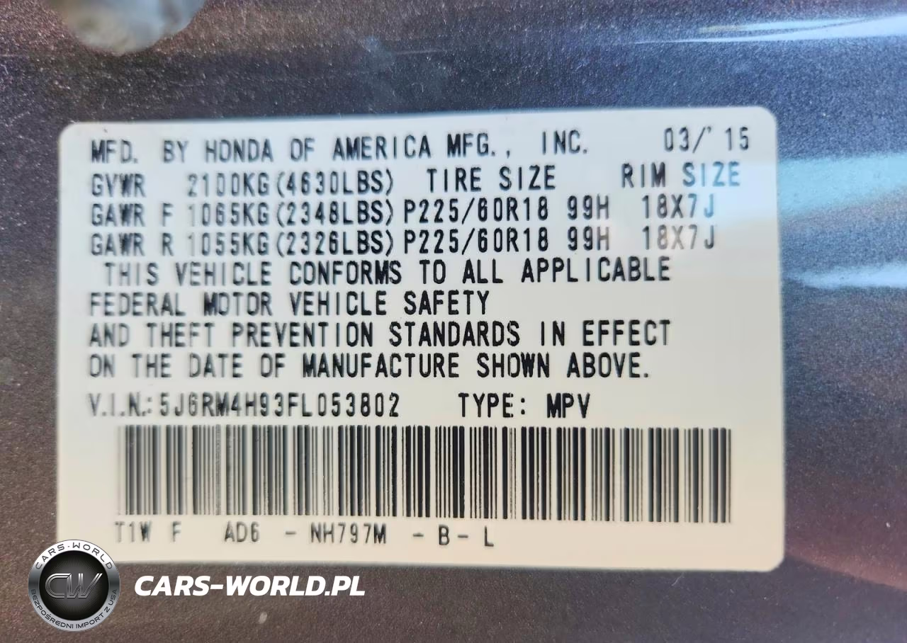 2015 Honda Cr-V Touring VIN:5J6RM4H93FL053802 - 13