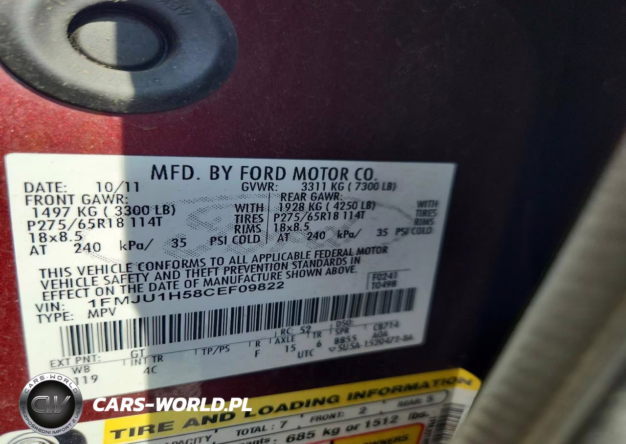 2012 Ford Expedition Xlt VIN:1FMJU1H58CEF09822 - 14