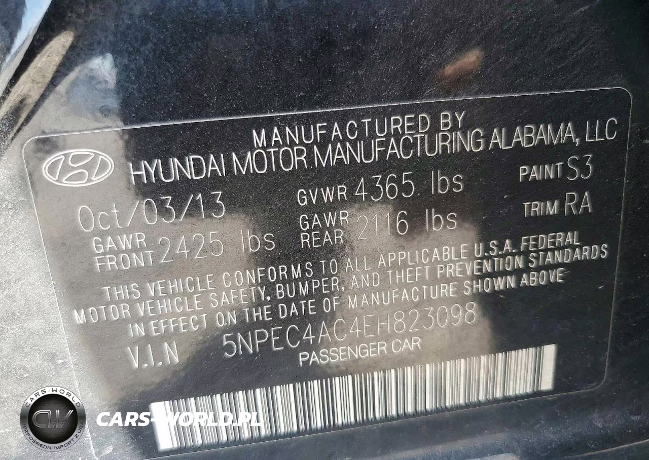 2014 Hyundai Sonata Limited VIN:5NPEC4AC4EH823098 - 12