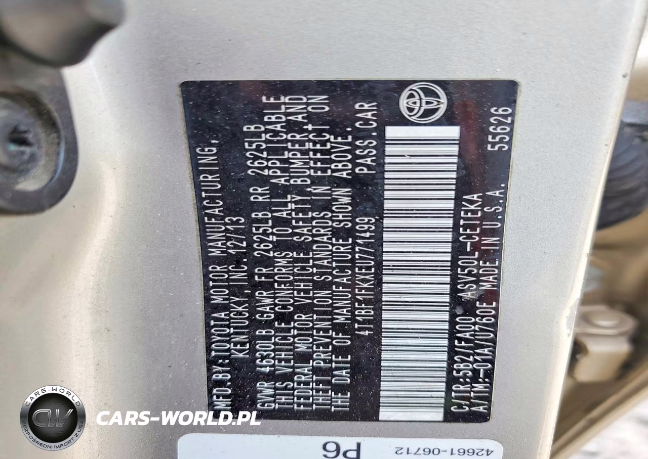 2014 Toyota Camry L VIN:4T1BF1FKXEU771499 - 12