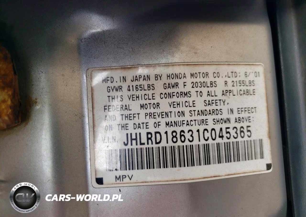 2001 Honda Cr-V Ex VIN:JHLRD18631C045365 - 13