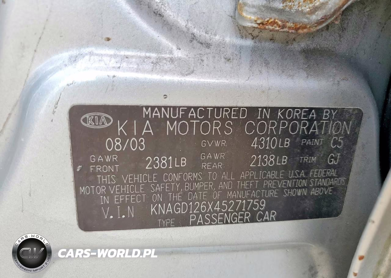 2004 Kia Optima Lx VIN:KNAGD126X45271759 - 13