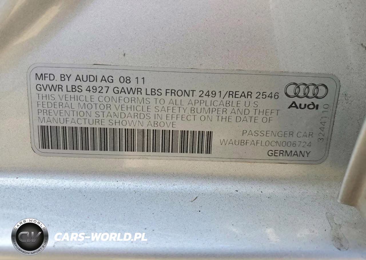 2012 Audi A4 2.0T Premium VIN:WAUBFAFL0CN006724 - 12