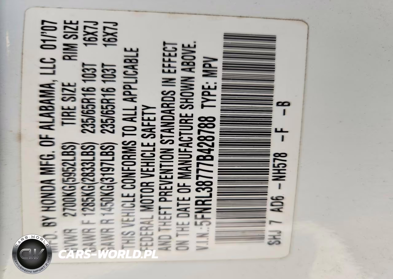 2007 Honda Odyssey Exl VIN:5FNRL38777B428788 - 14
