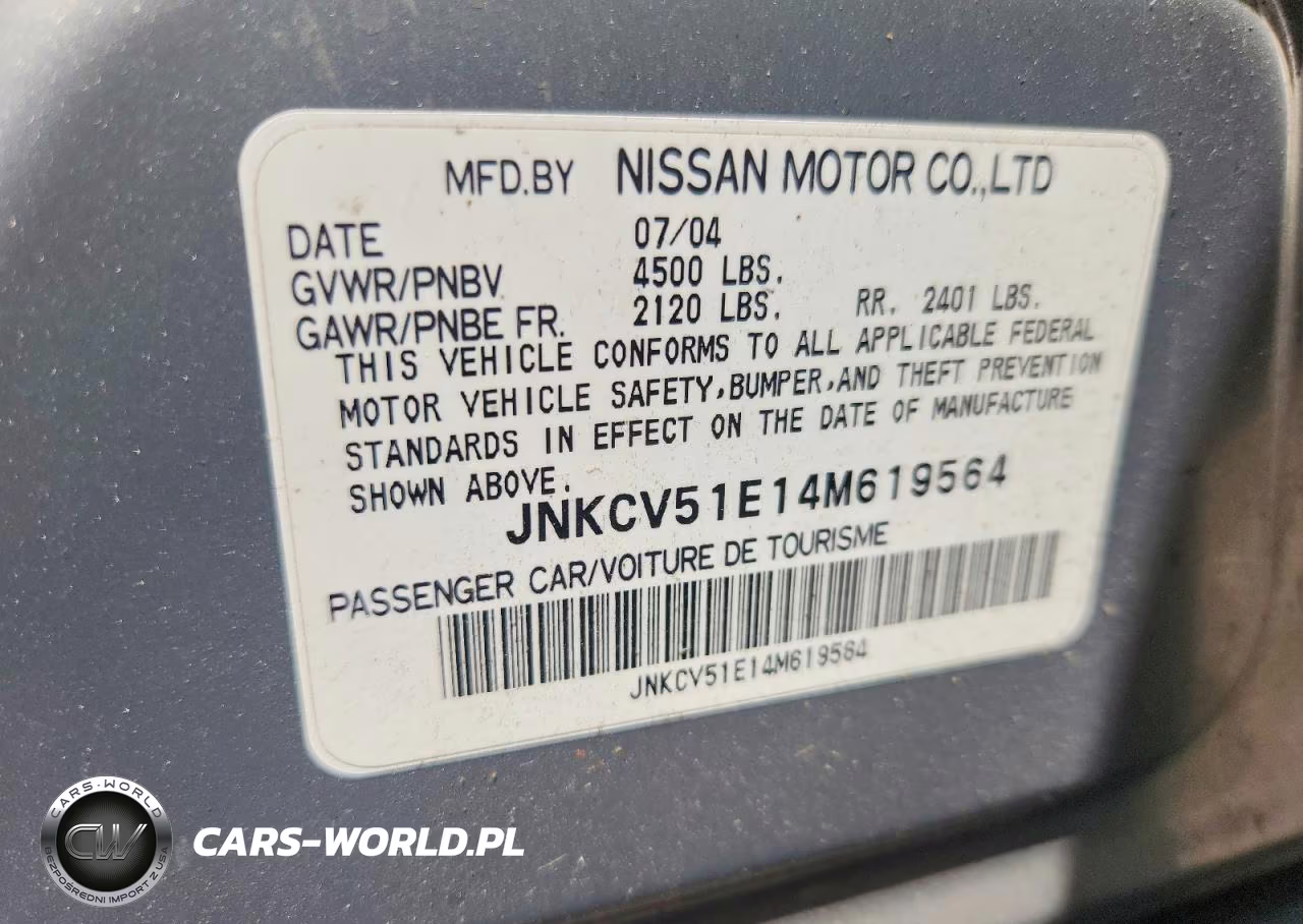 2004 Infiniti G35 Base VIN:JNKCV51E14M619564 - 12