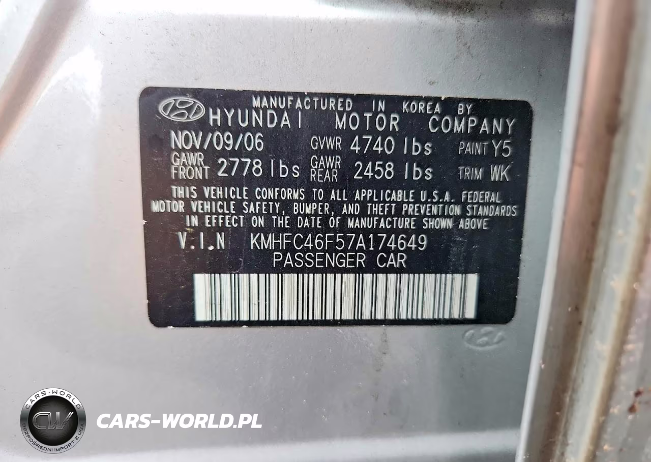 2007 Hyundai Azera Se VIN:KMHFC46F57A174649 - 12