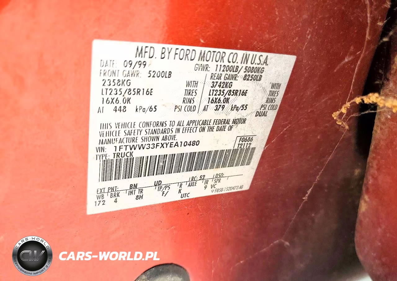 2000 Ford F350 Super Duty VIN:1FTWW33FXYEA10480 - 12