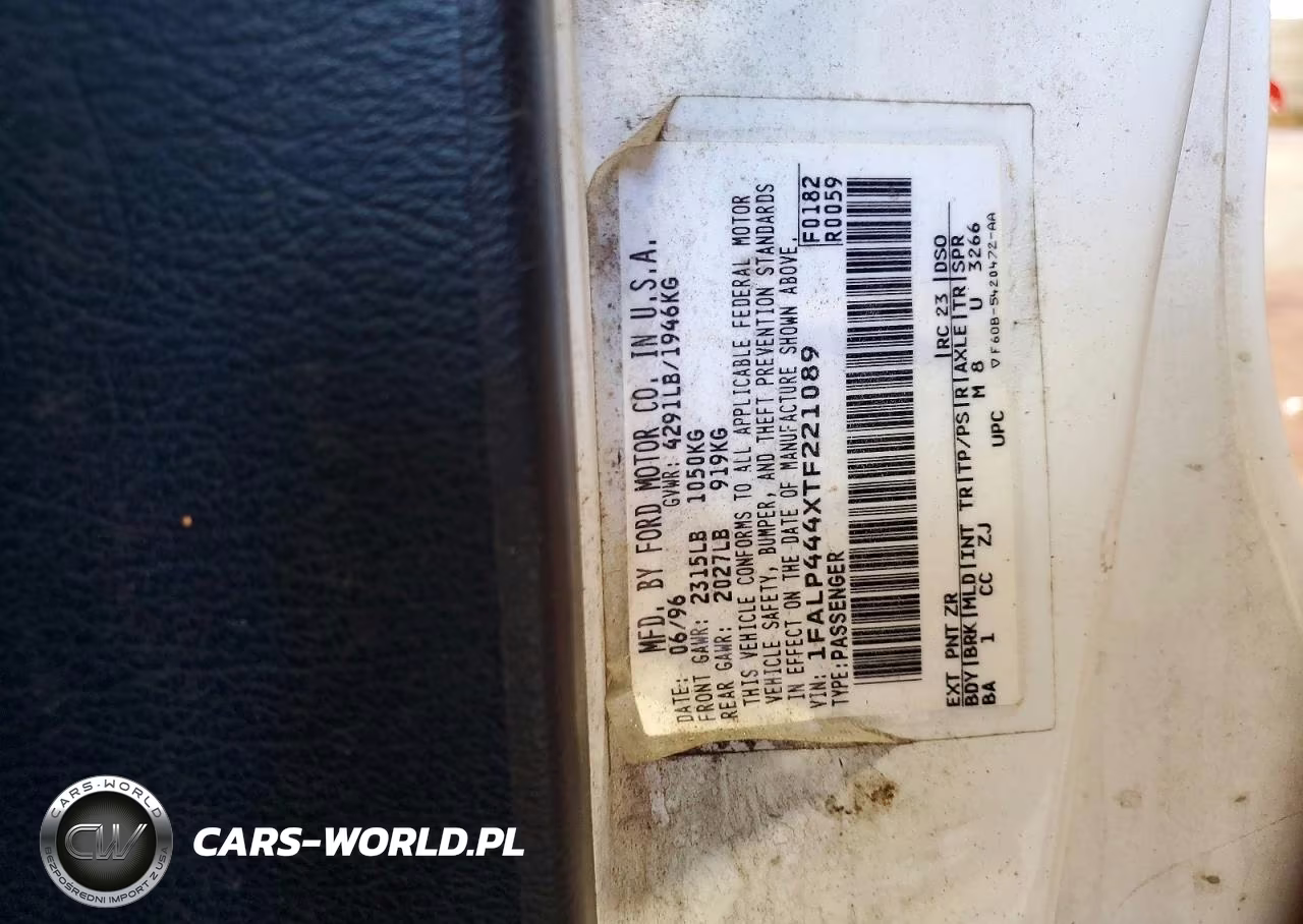 1996 Ford Mustang VIN:1FALP444XTF221089 - 12